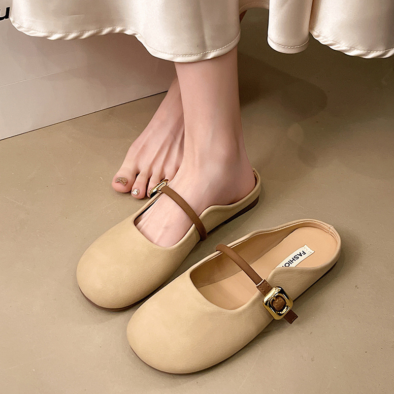 Ddmyoutdoor New Summer Closed Toe Half Fashion Casual Lazy Slip On Backless Loafers French Style Slippers Outdoor Shoes