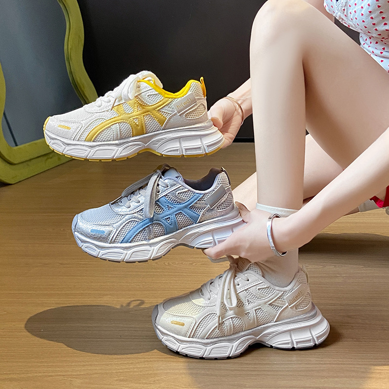 Ddmysports Ins Korean Style Breathable Dad For Women Summer Student Sports Running Casual Shoes Thick Sole Mesh LD Outdoor Shoes