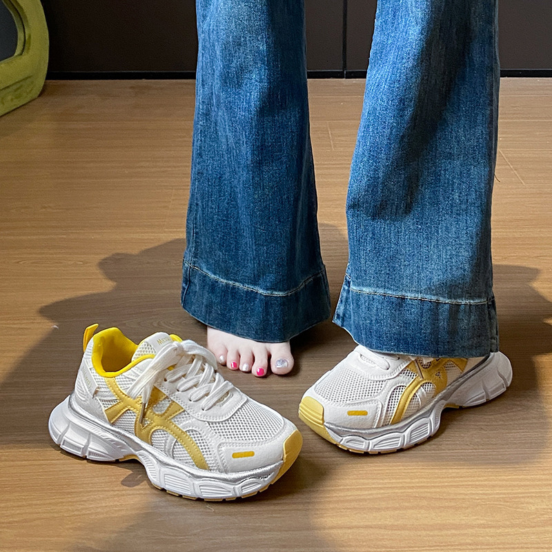 Ddmysports Ins Korean Style Breathable Dad For Women Summer Student Sports Running Casual Shoes Thick Sole Mesh LD Outdoor Shoes