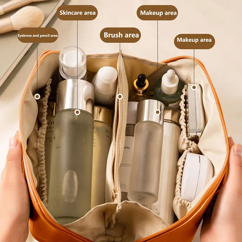 Women Luxury Travel Makeup Bag Organizer Female Toiletry Kit Cosmetic Storage Pouch Ladies Box 250614