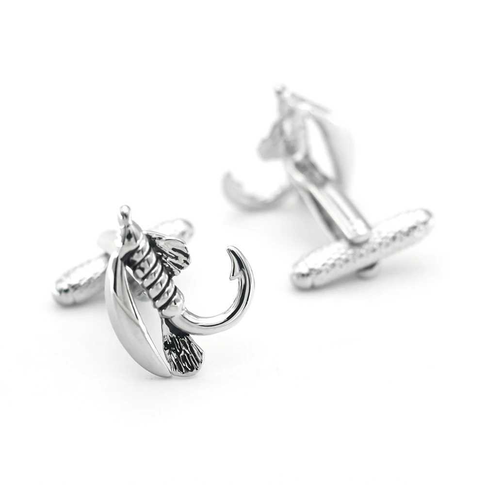 iGame Lure Fishhook Cuff Links Quality Brass Material Silver Color Cufflinks Wholesale Retail Gift For Fishing LoverXJ250614