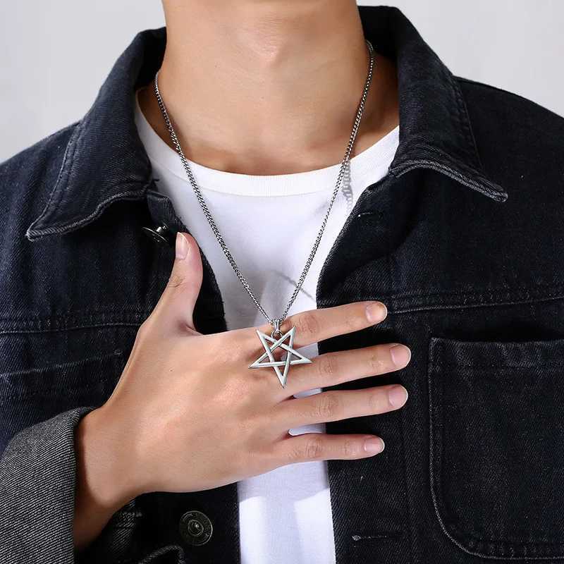 Star of David Necklaces for Men Boys Waterproof Stainless Steel Five-pointed Star Pendant Collar Retro Amulet Jewelry Gifts Z250614
