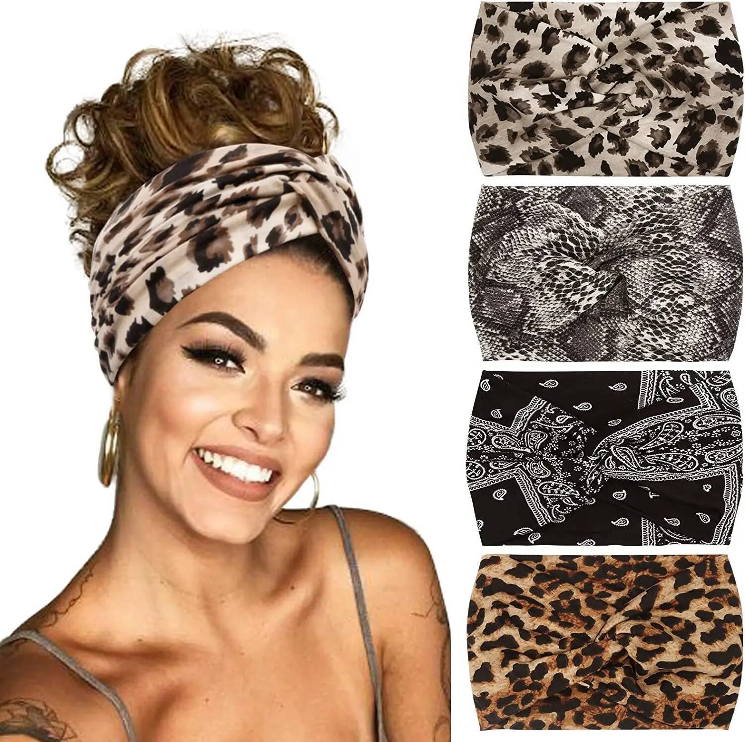 Widening 18CM stretch printed sports sweatband headband headscarf hairband hair tie band
