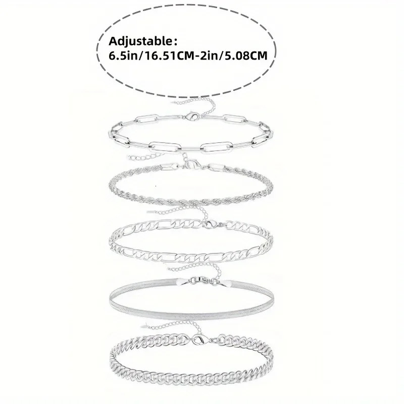 Vintage Punk Style Womens Bracelet Set Silver Bracelet Plated Gold bracelet Cuban Paper Clip Chains Fashion Accessories 250610