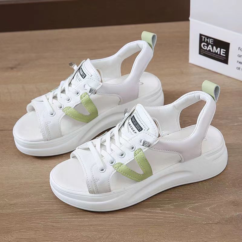 Ddmysports Summer New Women S Shoes Thick Sole Hollow Out Platform Fashion Casual Sports Flat White Sneakers Sandals For Outdoor Shoes