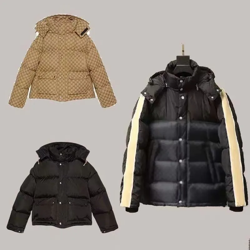 Mens designer down Jackets puffer Women black Winter jackets canvas bomber jacket with hat Premium casual outdoor warm thickened Khaki Brown Luxury designer coat SS