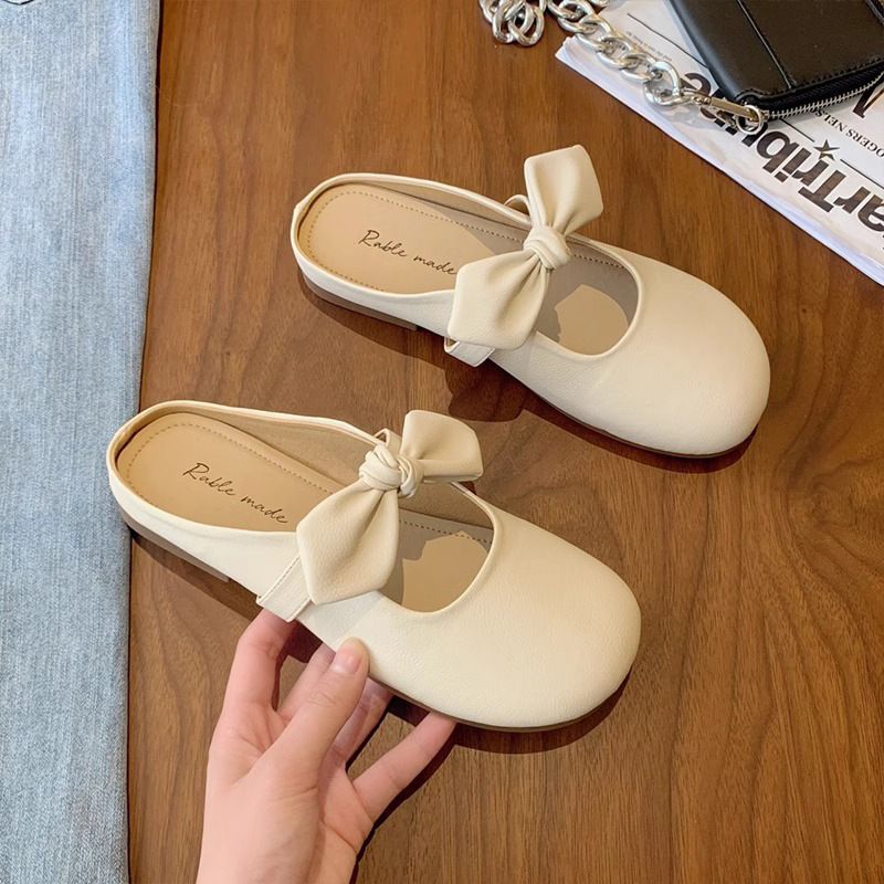 Ddmyoutdoor Ddmyoutdoor Women S Slip On Mules For Outdoor Wear Lazy Shoes Spring New French Style Gentle Bowknot Half Single Outdoor Shoes