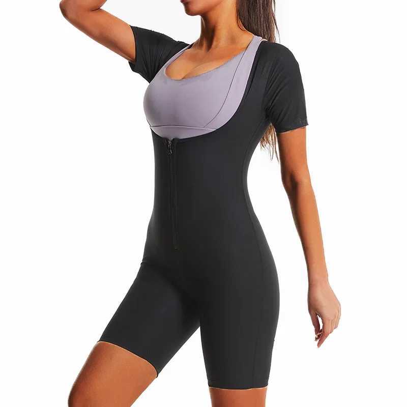 Womens Sauna Suit for Weight Loss Full Body Shaper Workout Shapewear Bodysuit Sweat Slimming Workout Waist with Sleeves XJ250614
