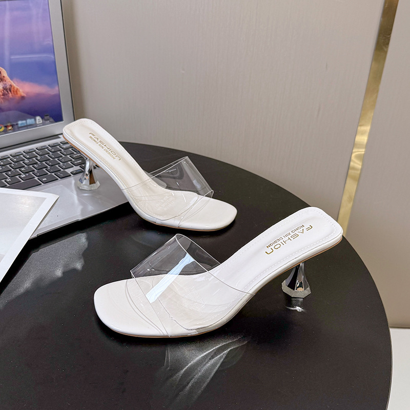 Ddmyoutdoor Transparent High Heels New Style Stiletto Trendy Summer Open Toe Crystal Sandals Fairy Slippers For Women Outdoor Wear Outdoor Shoes