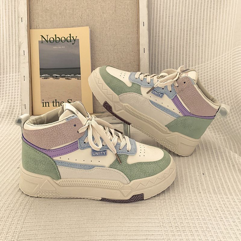 Ddmysports Niche Ulzzang High Top White Sneakers For Women Spring And Autumn Sports Versatile Ins Trend Thick Soled S Shoes Outdoor Shoes