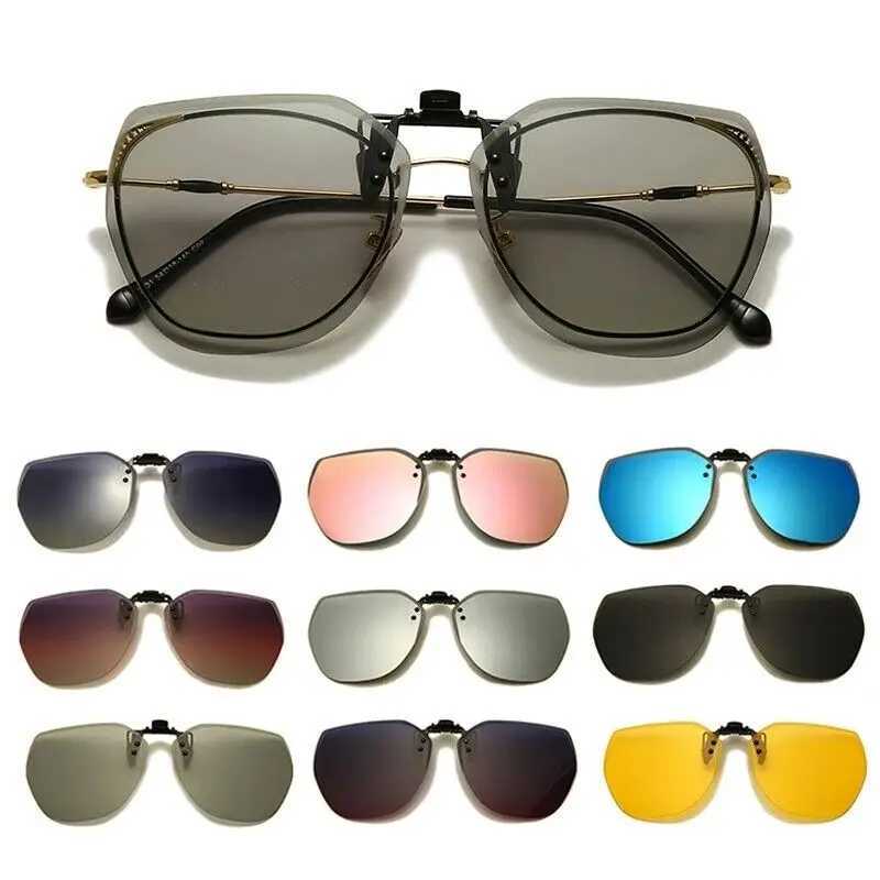 Polarized Clip Sunglasses Men Women Flip Up Photochromic Driving Glasses Mirrored Sun Glasses UV400 Night Vision Fishing Goggle Z250614