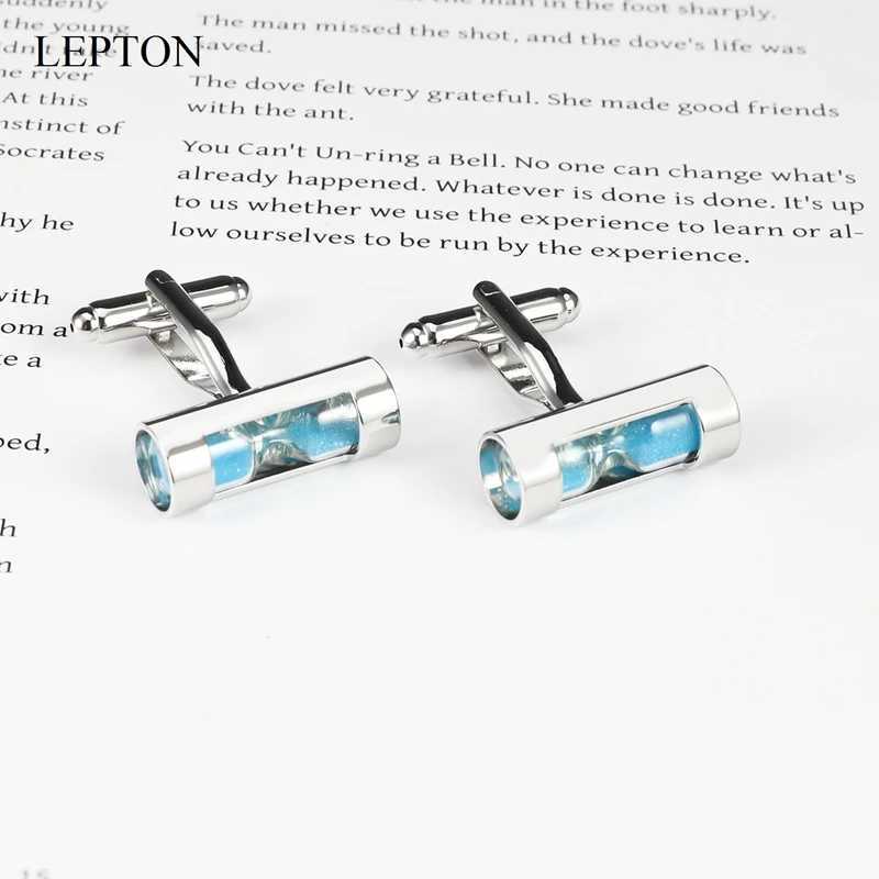 Lepton Hourglass Cufflinks Sand Clock Glass Timer Sandglass Cuff Links simple and stylish hourglass Mens shirts Cuffs cufflink XJ250614