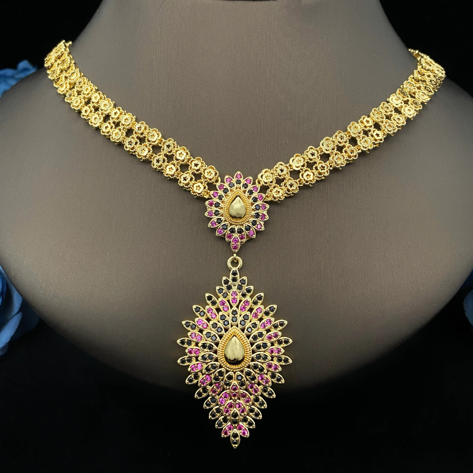 JRH Plated 18K Womens Jewelry Set Necklace Earrings Bracelet Ring Libyan Bridehigh Quality Fine Jewelry Woman Wedding Gift set 250609