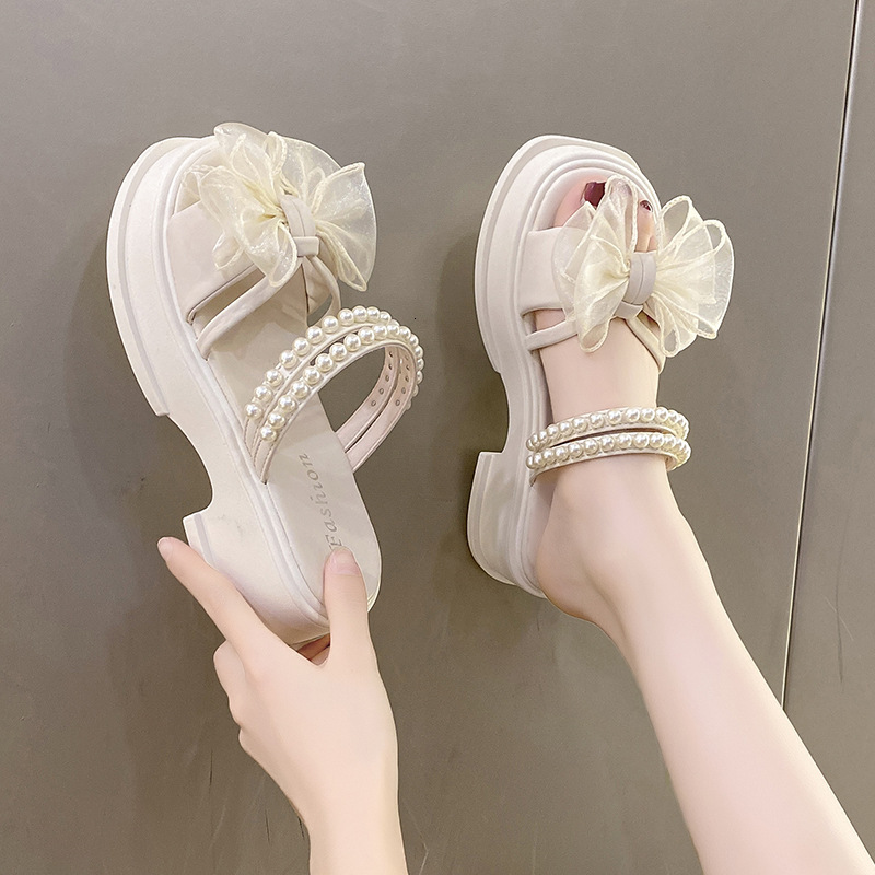 Ddmyoutdoor Flat For Women Summer New Korean One Strap Beach Thick Soled Roman Style Two Way High Heel Sandals Outdoor Shoes