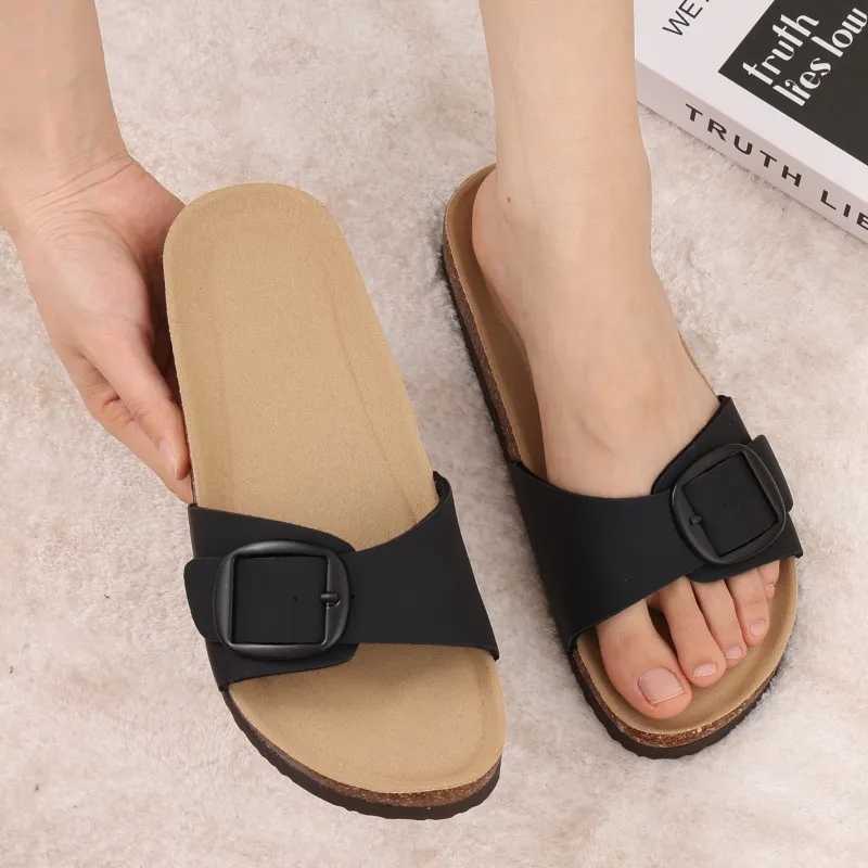 Crestar Womens Summer Cork Slippers 2025 New Outdoor Beach Flip Flops Fashion Leather Orthopedic Sandals With Adjustable Z250614