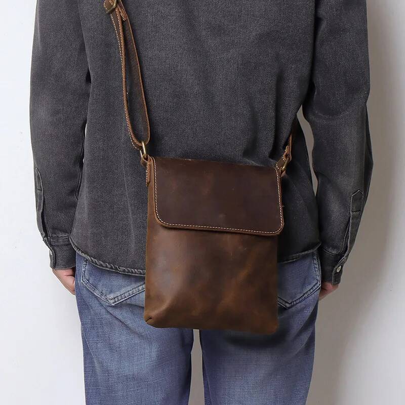 Vintage Genuine Shoulder Bag for Male High Quality Men's Cow Leather Crossbody Messenger Bags Man Sling Handbag