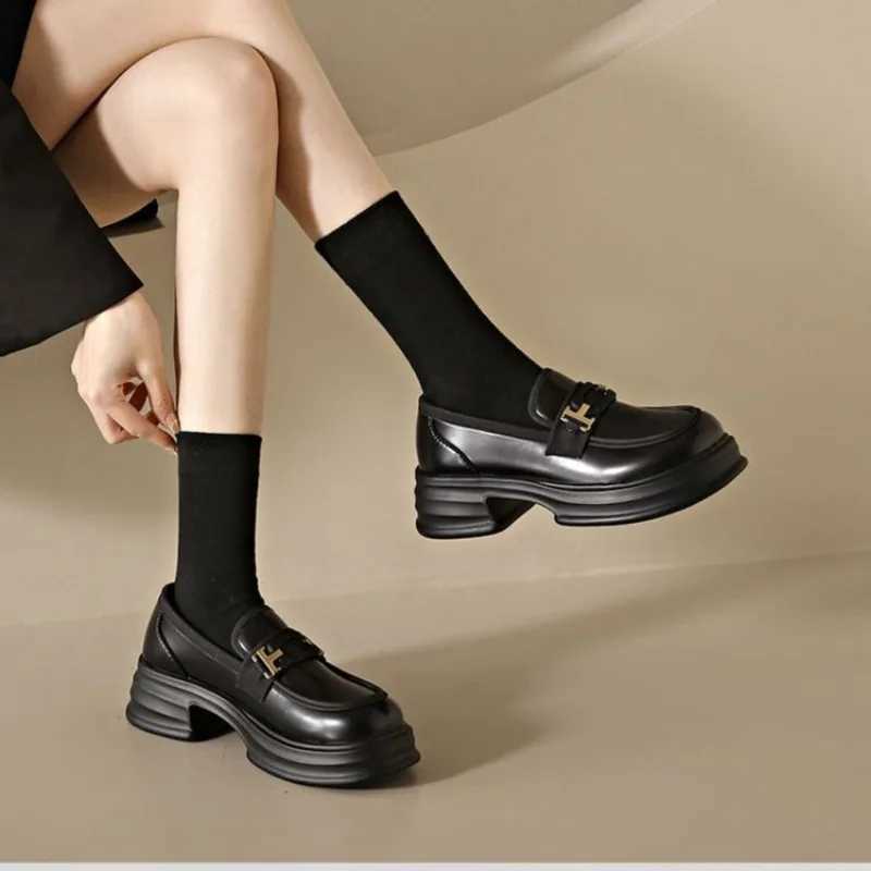 Casual Women Shoes Women Shoes Shallow Black Flat Soled Oxford Shoes Versatile Round Toe s Thick Soled British Style Loafers XJ250614
