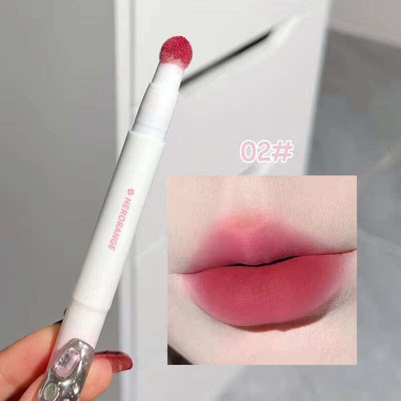 Lipstick with Cushion Applicator Velvet Matte Gloss Moisturizing Cream Soft Liquid Blush Lip Stick Multi-uses Makeup happy