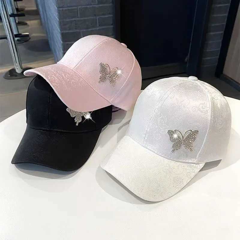 Diamond metal butterfly baseball cap for womens summer sun protection and fashion duck tongue sun baseball cap W250614