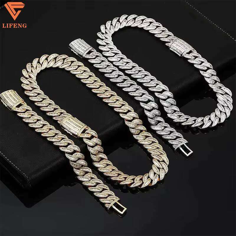 Custom Pass Dia Test Iced Out VVS Cuban Link Chain Hip Hop Sier Moissanite Necklace Men