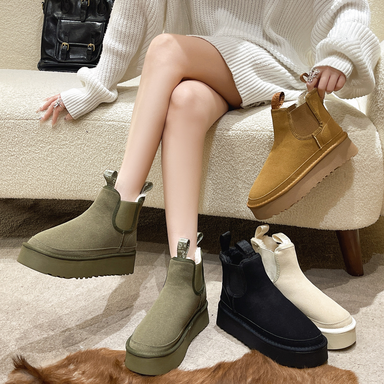 Free shipping designer boots 2025 new fashion casual high-end texture thickened warm solid color short boots snow boots for women