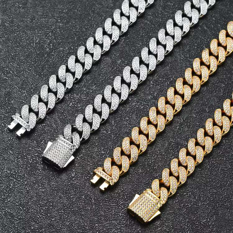 Cities Custom Hip Hop Jewelry Vvs1 Moissanite Iced Out Cuban Link Chain 925 Silver 12mm Diamond Moissanite Cuban Chain