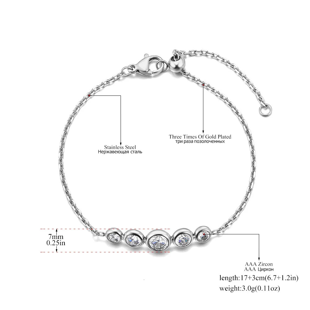 Lokaer Cubic Zirconia Bling Chain Bracelet Bangle Stainless Steel High Quality Trendy Waterproof Jewelry for Women B25005 250610