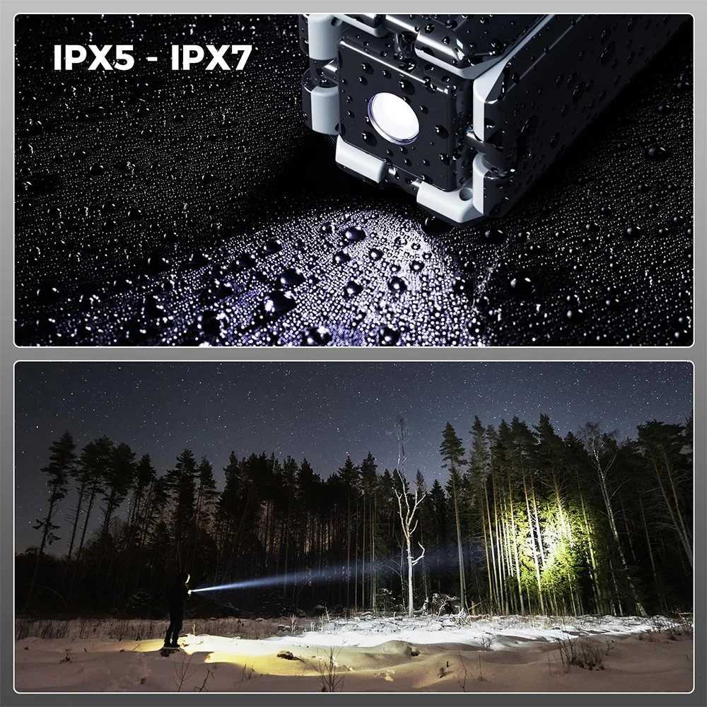 14000mAh Rechargeable Outdoor Hiking Fishing Tent Lamp 6000 LM Super Bright Magnetic Rotatable Telescopic LED RV Camping Lantern W250613