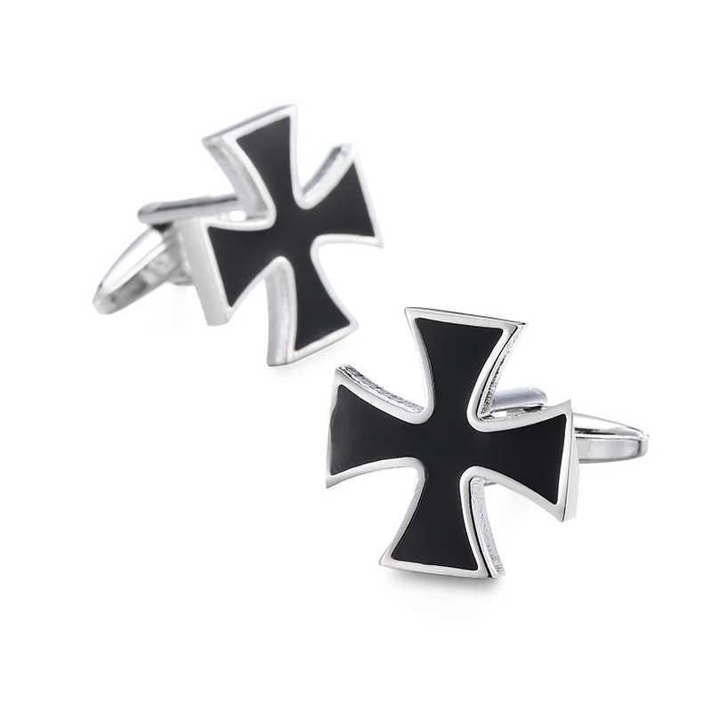 High quality black cross cufflinks fashionable French shirt badge brass material brand design mens wedding cufflinks XJ250614