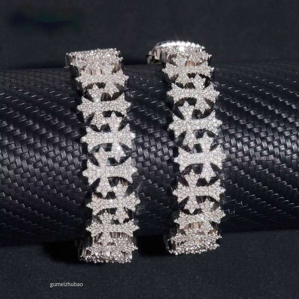 Pass Dia Tester New Design Sterling Sier 16MM Cross VVS Moissanite Cuban Link Chain