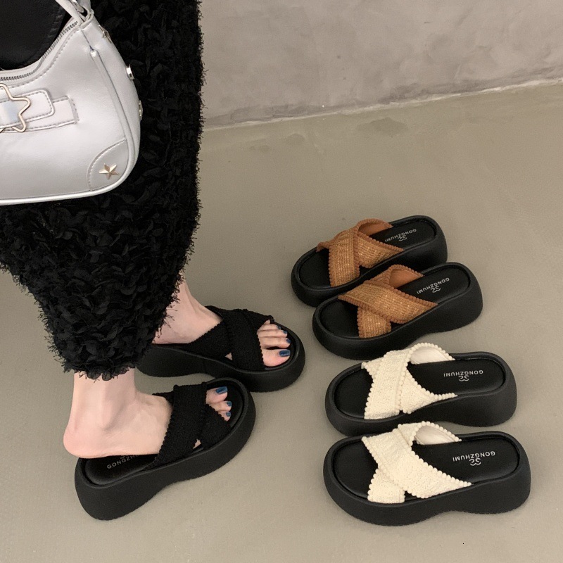 Ddmyoutdoor Thick Sole Fragrance One Strap For Women New Summer Outdoor French Style Small Beach Sandals Outdoor Shoes