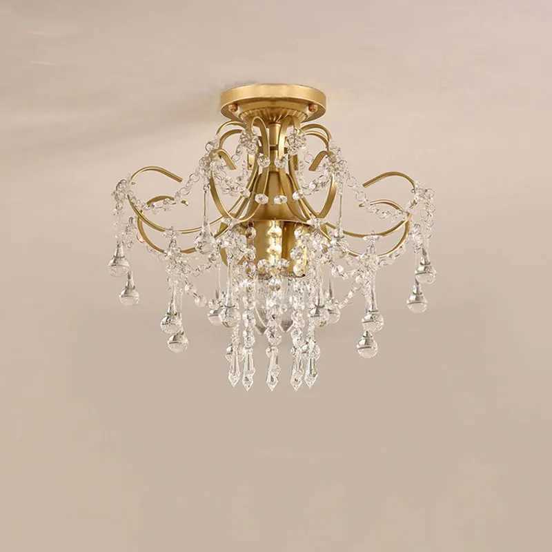 European Crystal Ceiling Lamp Modern Living Room Bedroom Decorative Lights Gold Hotel Villa Corridor Household Lighting Fixture XJ2500613