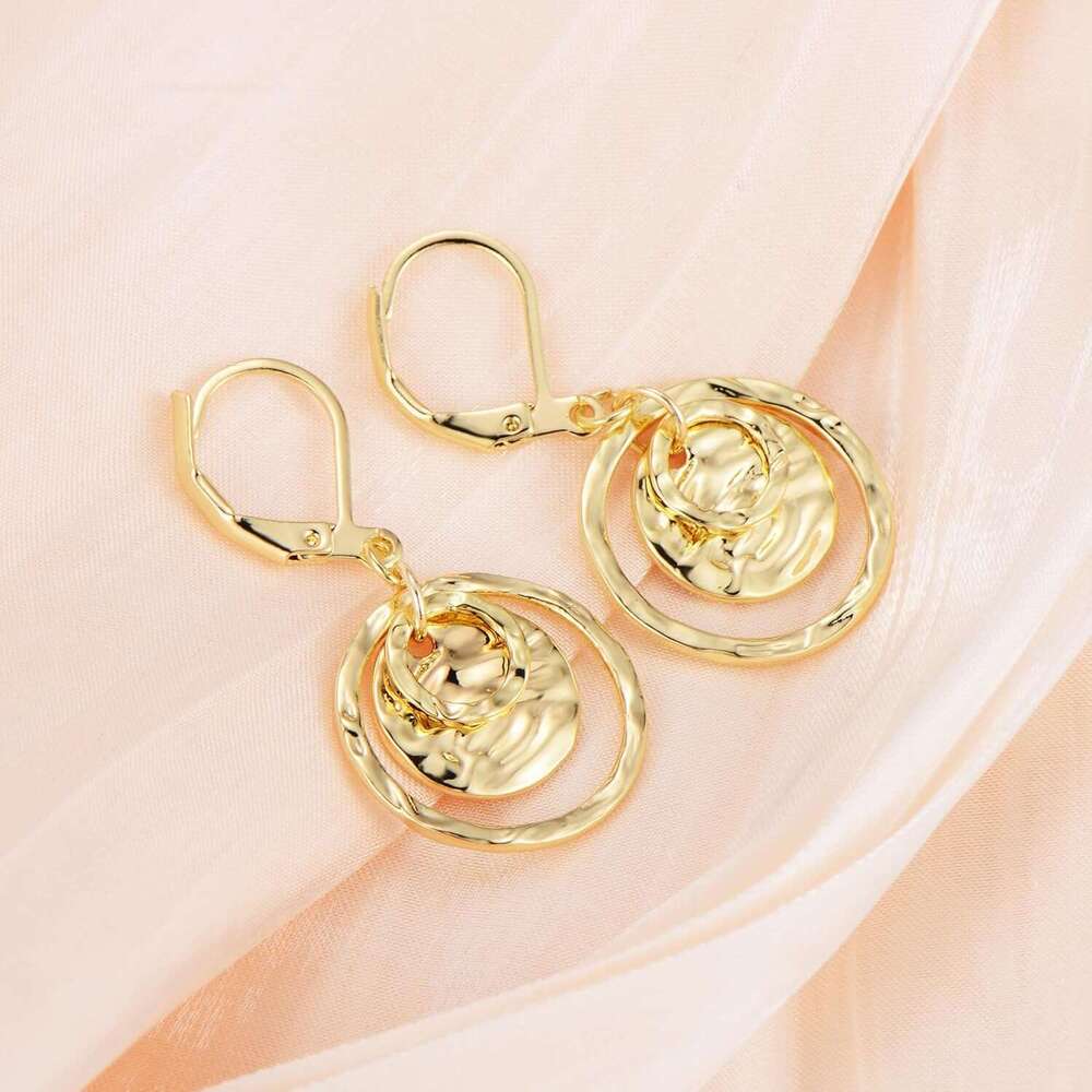 d and Sier Circle Drop Jewelry Hypoallergenic Hammered Leverback Dangle Earrings for Gifts