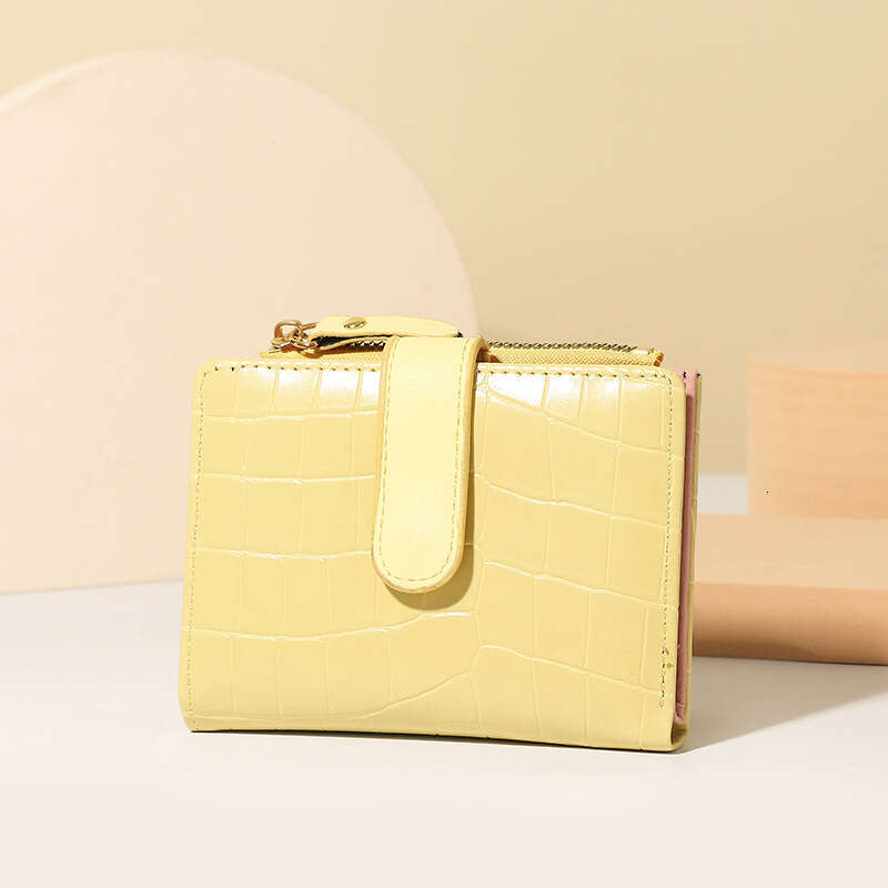 New Women's Short Wallet High-end Crocodile Pattern Solid Color Zipper Small Card Holder Coin Purse