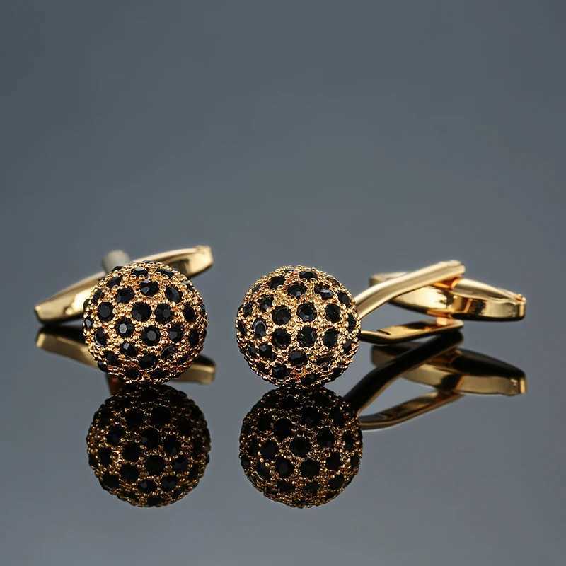 Mens French shirt cufflinks copper material black crystal ball cufflinks mens wedding clothing accessories wholesale XJ250614