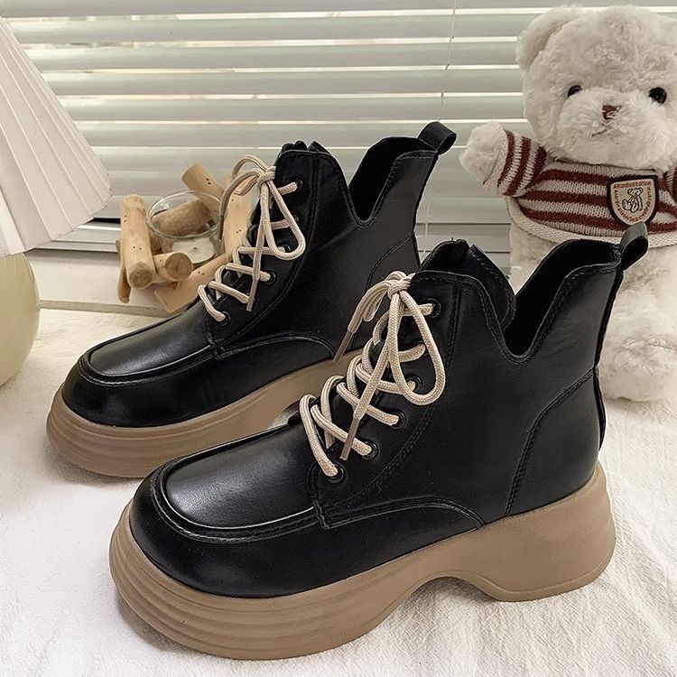 Ddmysports Martin For Women New British Thick Sole Height Increasing Slimming Street Style Short Spring Autumn Single Boots Outdoor Shoes