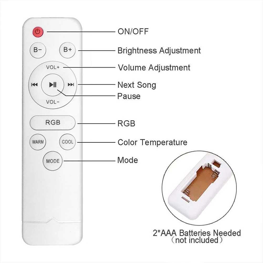 RGB Home Decoration Light APP Control Bluetooth-compatible Intelligent LED Lamp Dimmable with Speaker Remote Control 2800K-6500K XJ2500613