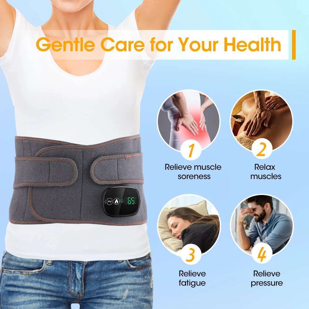 Heating Waist Electric Vibration Lumbar Hot Compress Heated Pad Back Support Belt Fatigue Relax Muscle Massager