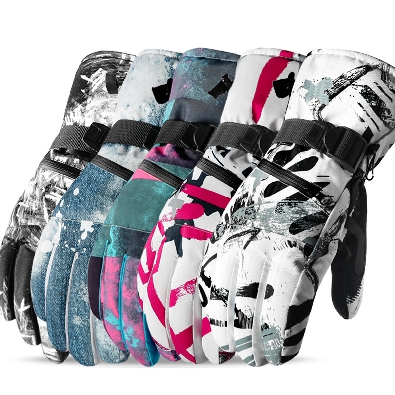 Mens Winter Ski Gloves Warm Cold-Proof Waterproof Fleece-Lined Thickened Snow Play Cycling Gloves Womens Non-Slip Touchscreen Compatible240921