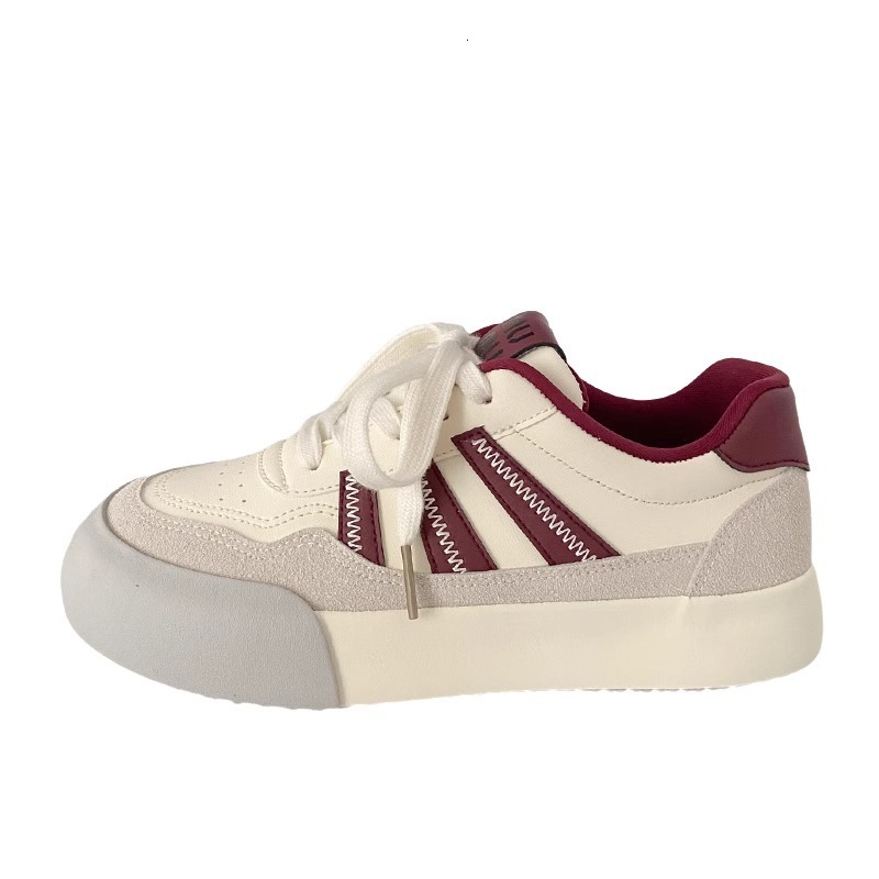 Ddmysports Dexun Thick Soled Sneakers For Women Leather Surface Autumn New Chic Niche Korean Style Low Top Student Sports White Shoes Outdoor Shoes