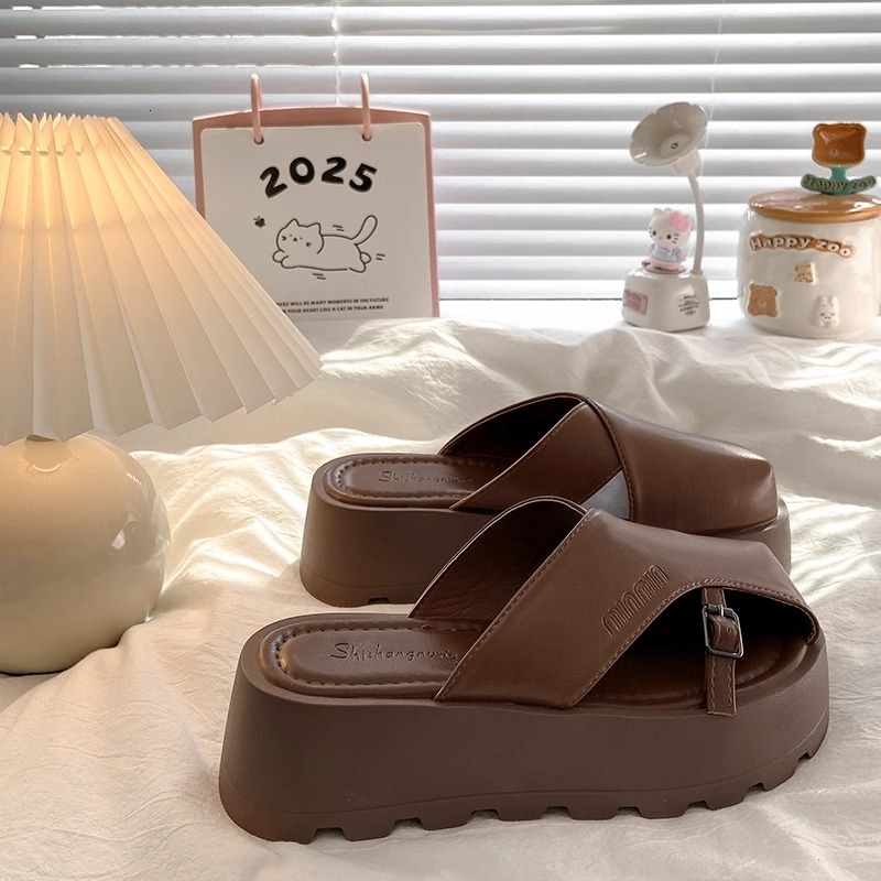 Ddmysports Spring Summer New Fashion Closed Toe Half Slippers For Women Platform Thick Sole Comfortable Versatile Lazy Beach Sandals Outdoor Shoes