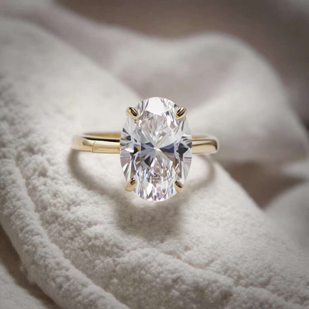 2CT Gold 925 Silver Jewelry Diamond Rings Engagement Moissanite Ring