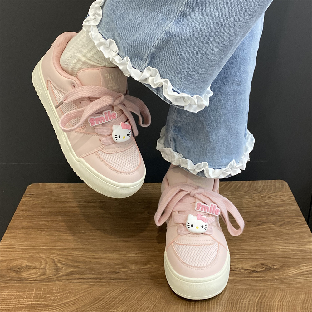 Ddmysports Niche Pink Skate For Women Versatile Spring Summer New Mesh Breathable White Casual Bread Shoes Outdoor Shoes