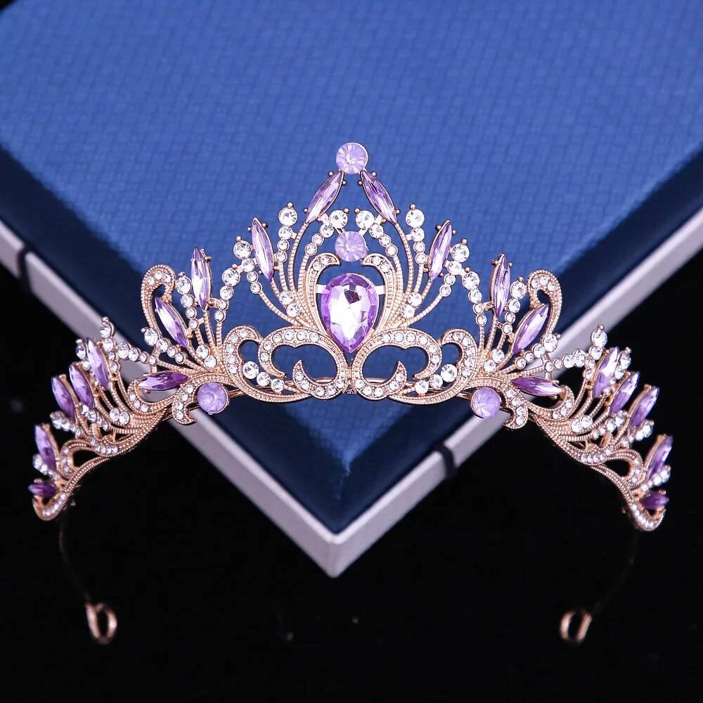10 Colors Elegant Korean Girls Crystal Tiara For Women Party Wedding Princess Rhinestone Bridal Crown Hair Jewelry