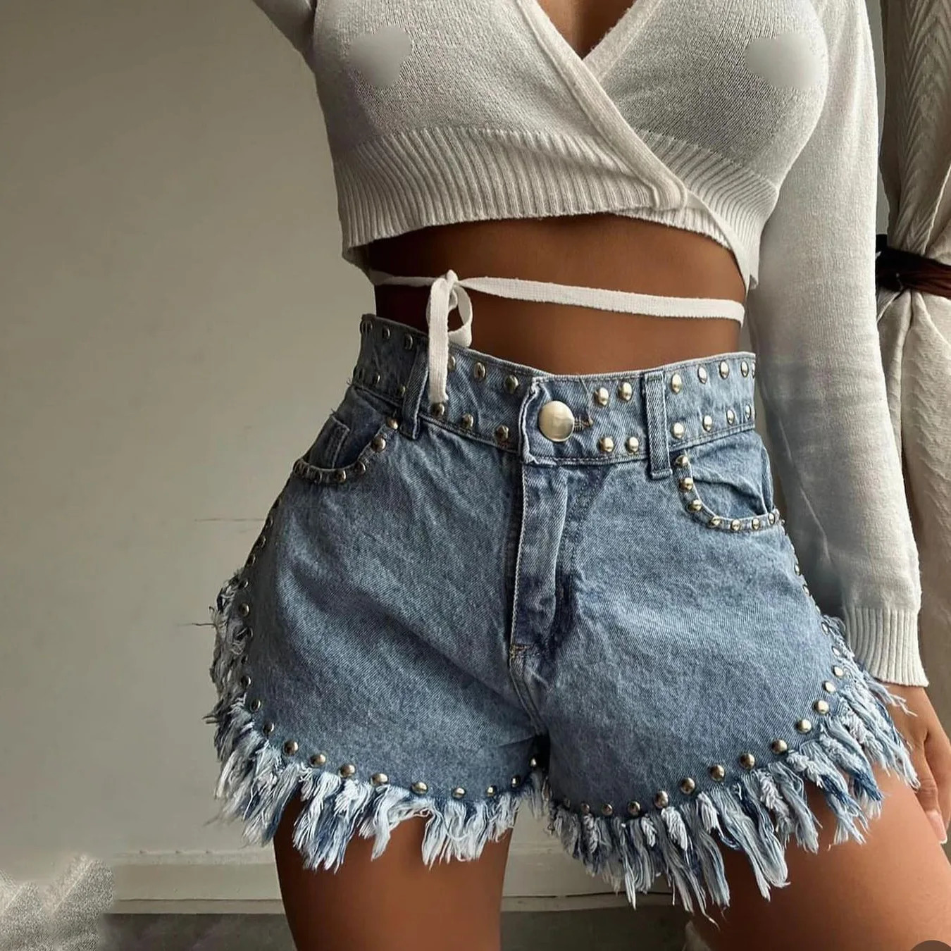 Denim Pant Women Shorts Jeans Short Pants Hole Slim Fit High Waist Straight Trousers Y2k Streetwear Mom Jeans Casual Summer 250613