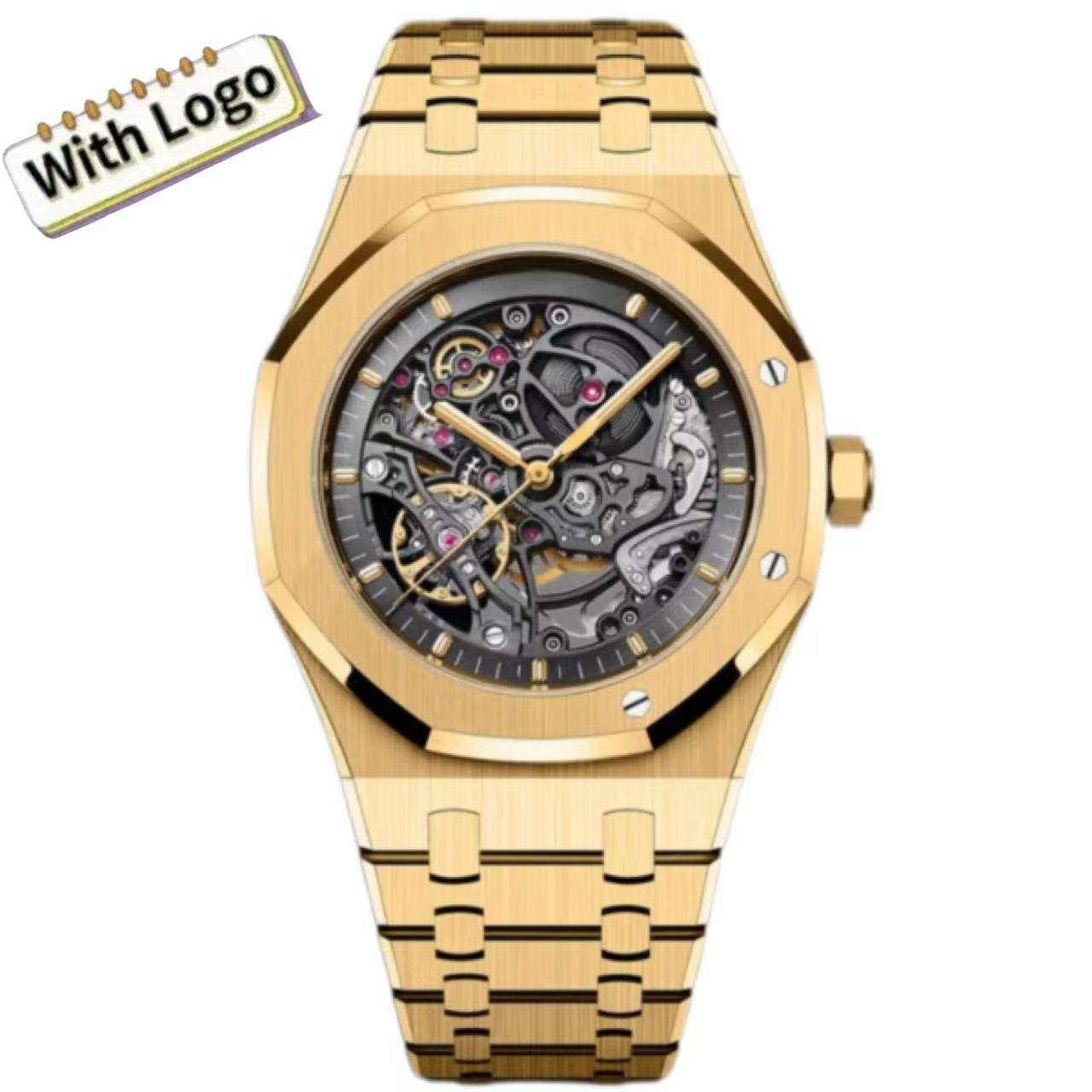 Skeleton watches men 42mm automatic movement Stainless steel waterproof AAA designer watch reloj orologio montre with box