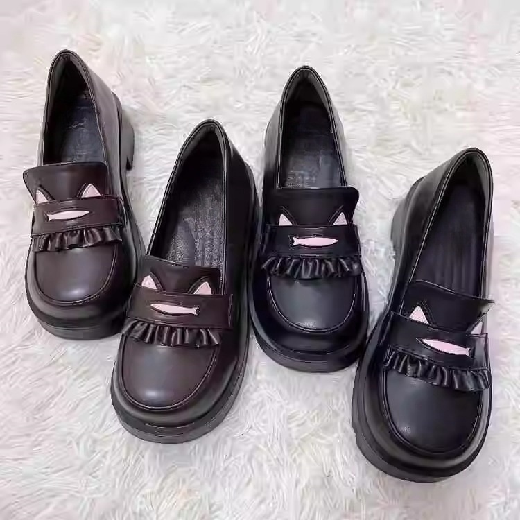 Ddmysports New JK Uniform High Heel Mary Jane Leather Shoes For Women British Style Spring Thick Sole Height Increasing Loafers Outdoor Shoes