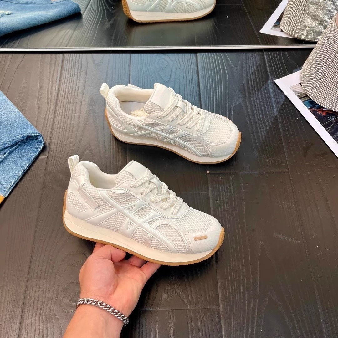 Ddmysports Spring New Women S Versatile Casual Mesh Breathable Round Toe Slimming Thick Sole Running Sneakers Outdoor Shoes