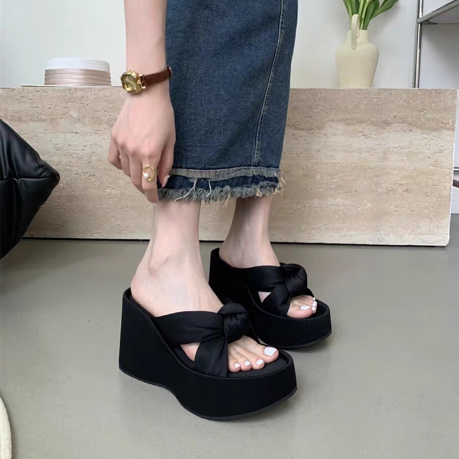 Ddmyoutdoor Ddmyoutdoor High End Fashion Thick Soled For Women Summer Outdoor New Wedge Heel Small Height Increasing Beach One Strap Slippers Shoes Ou