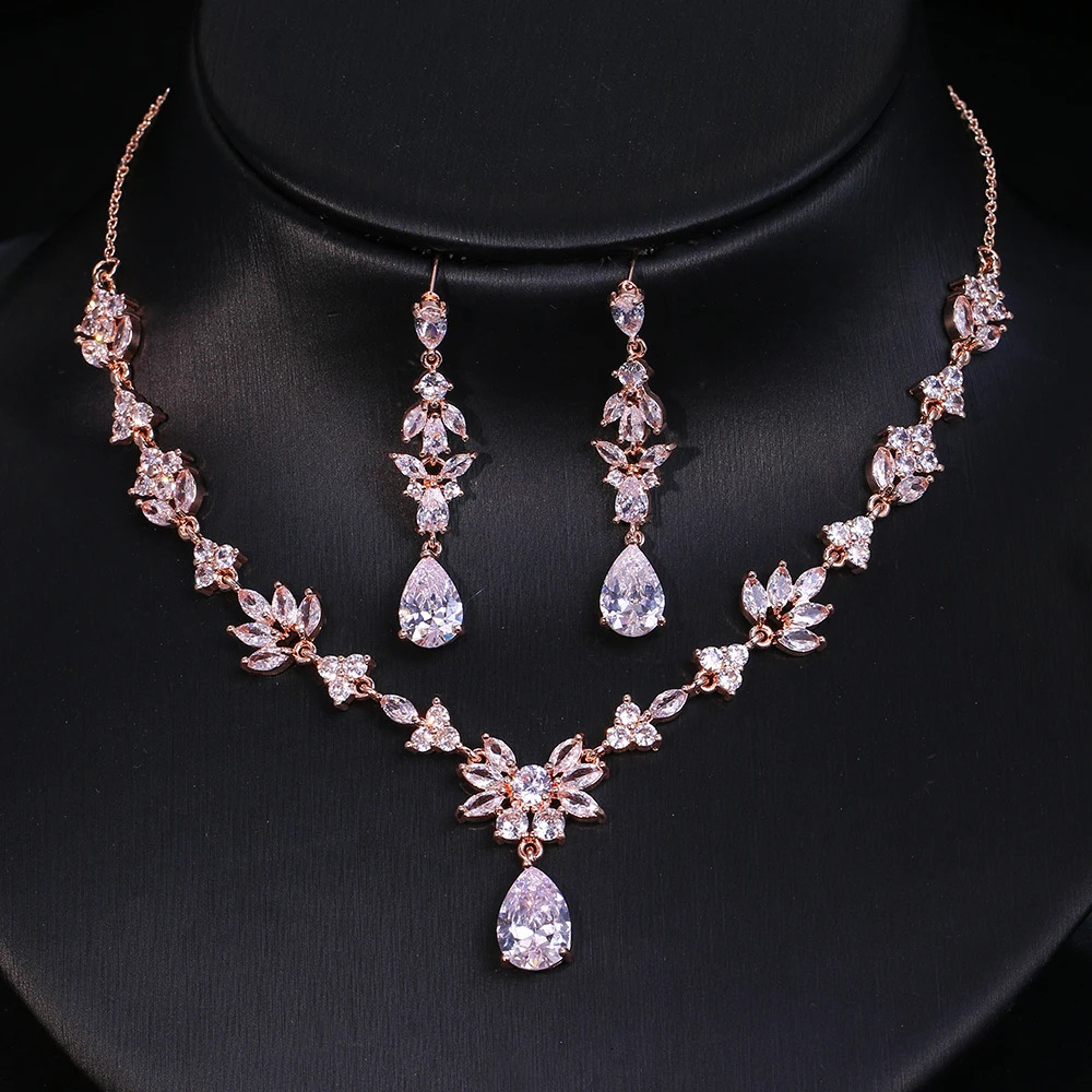 Emmaya Fashion Statement Wedding Party Classical Waterdrop Shape Delicate Jewelry Set For Women Girls Fascinating CZ Fancy Gift 250609